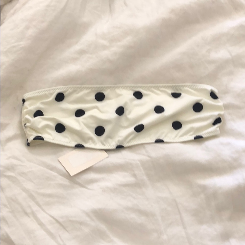 Solid and striped strapless bathing suit top